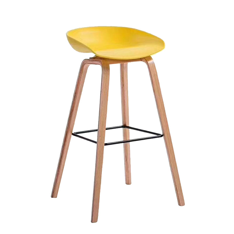 Scandinavian Plastic Counter Stool Low Back Armless Bar Stool with Footrest