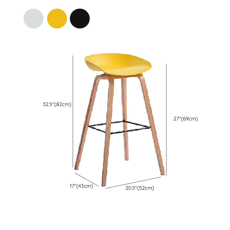 Scandinavian Plastic Counter Stool Low Back Armless Bar Stool with Footrest
