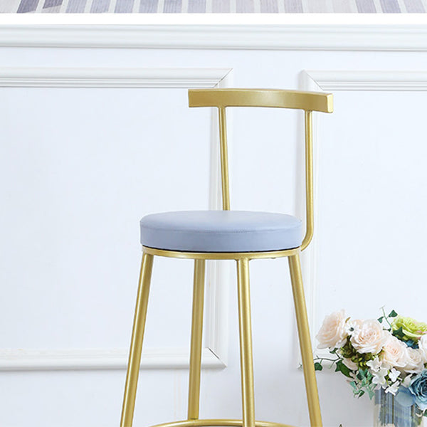 Modern Upholstered Counter Stool Bar-height Low Back Bar Stool with Metal Base