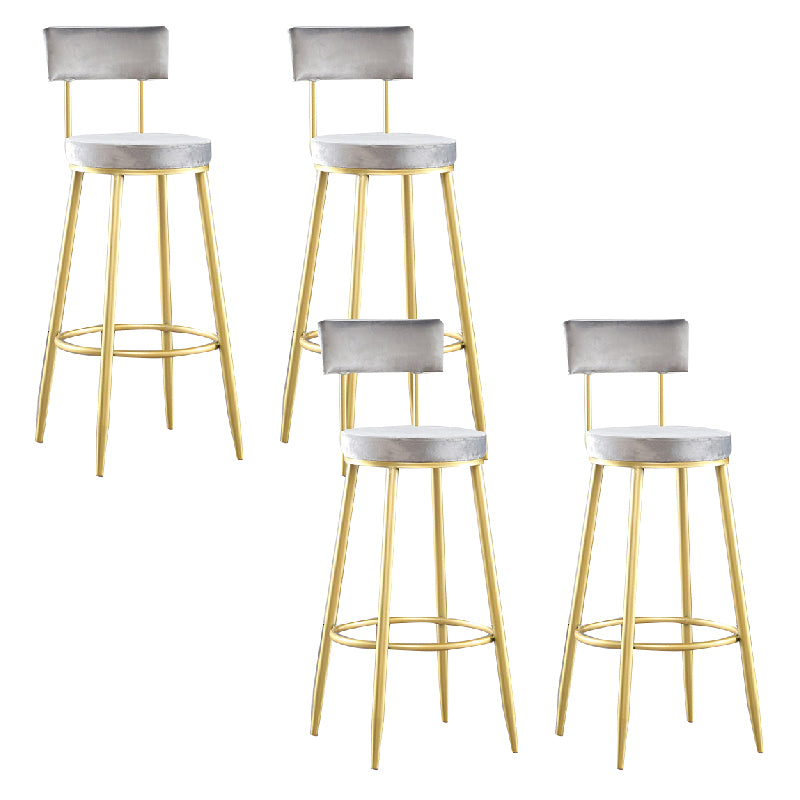 Modern Upholstered Counter Stool Bar-height Low Back Bar Stool with Metal Base