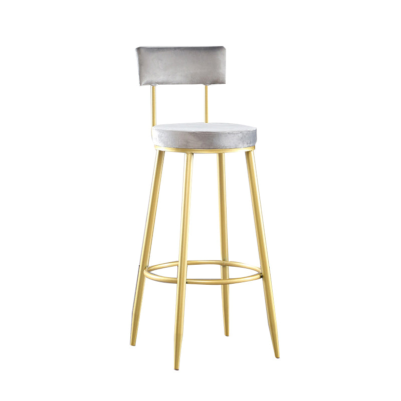 Modern Upholstered Counter Stool Bar-height Low Back Bar Stool with Metal Base