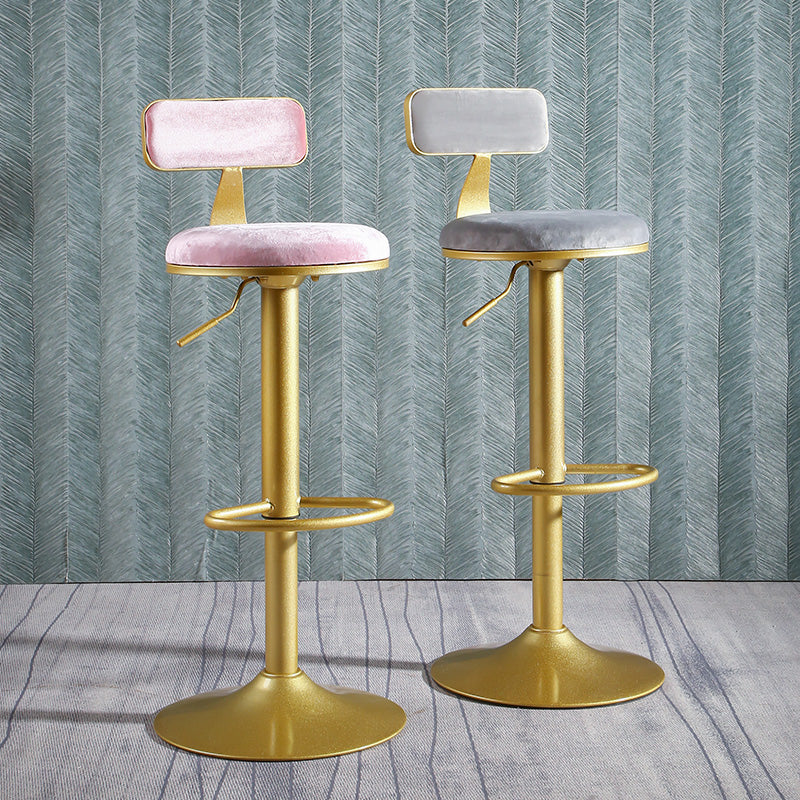Glam Style Upholstered Counter Stool Armless Adjustable Height Bar Stool
