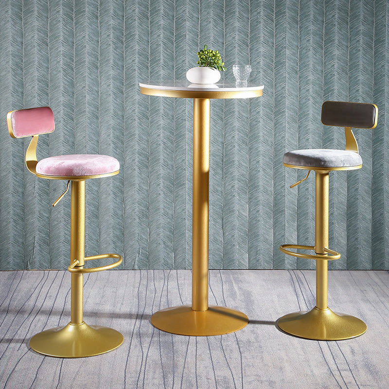 Glam Style Upholstered Counter Stool Armless Adjustable Height Bar Stool