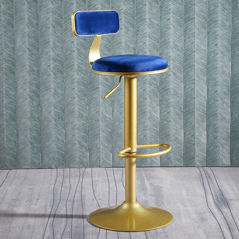 Glam Style Upholstered Counter Stool Armless Adjustable Height Bar Stool