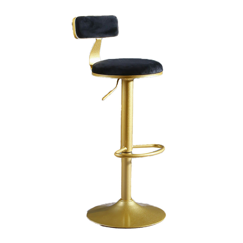 Glam Style Upholstered Counter Stool Armless Adjustable Height Bar Stool