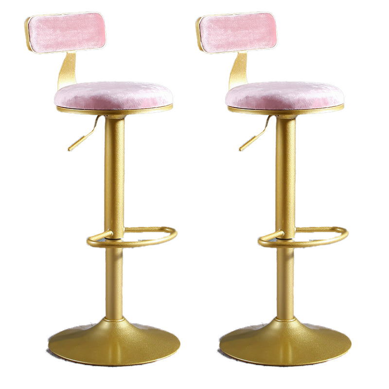 Glam Style Upholstered Counter Stool Armless Adjustable Height Bar Stool