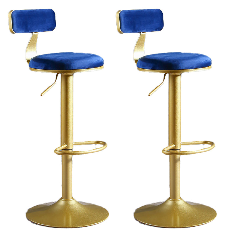 Glam Style Upholstered Counter Stool Armless Adjustable Height Bar Stool