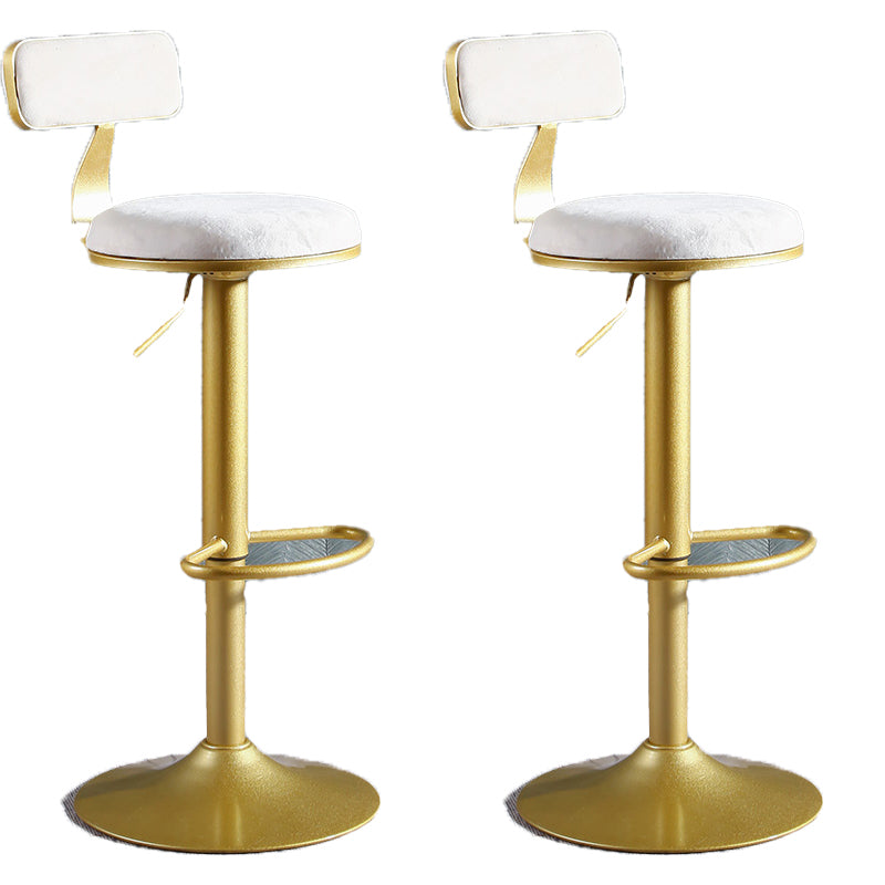 Glam Style Upholstered Counter Stool Armless Adjustable Height Bar Stool