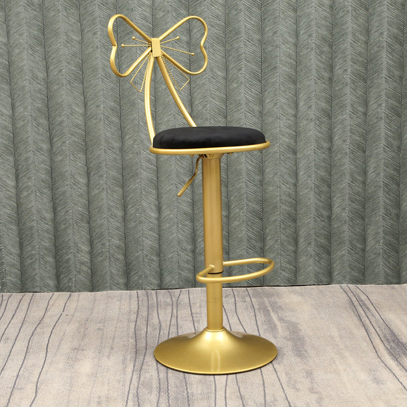 Glam Style Armless Counter Stool Upholstered Adjustable Height Bar Stool