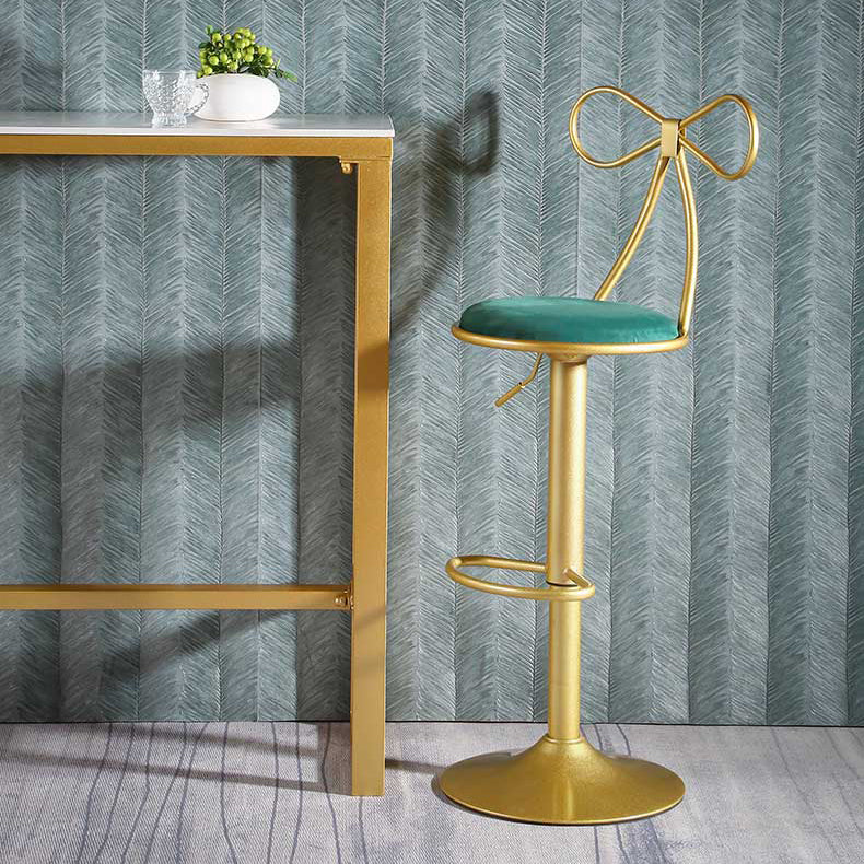 Glam Style Armless Counter Stool Upholstered Adjustable Height Bar Stool