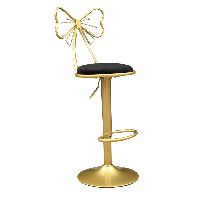 Glam Style Armless Counter Stool Upholstered Adjustable Height Bar Stool