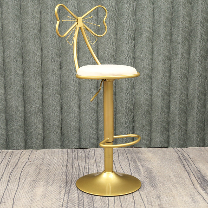 Glam Style Armless Counter Stool Upholstered Adjustable Height Bar Stool