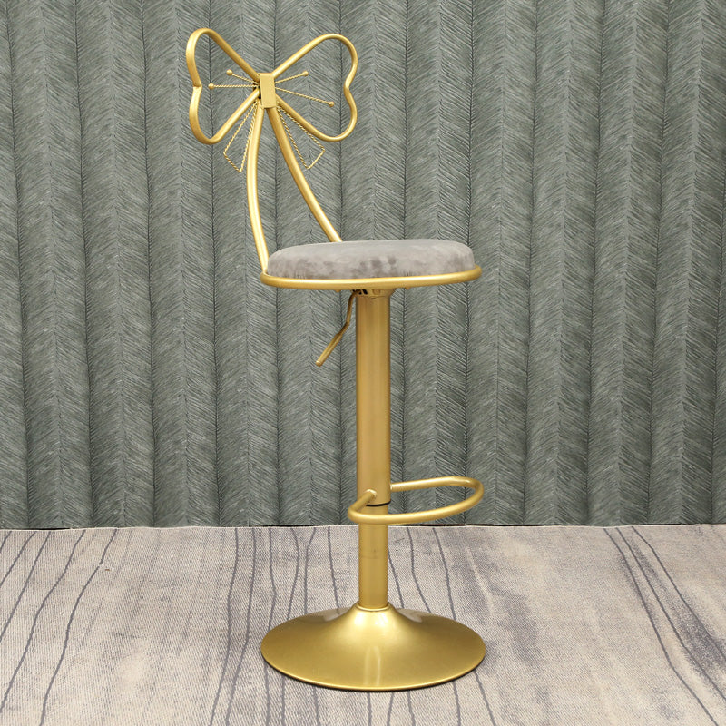 Glam Style Armless Counter Stool Upholstered Adjustable Height Bar Stool