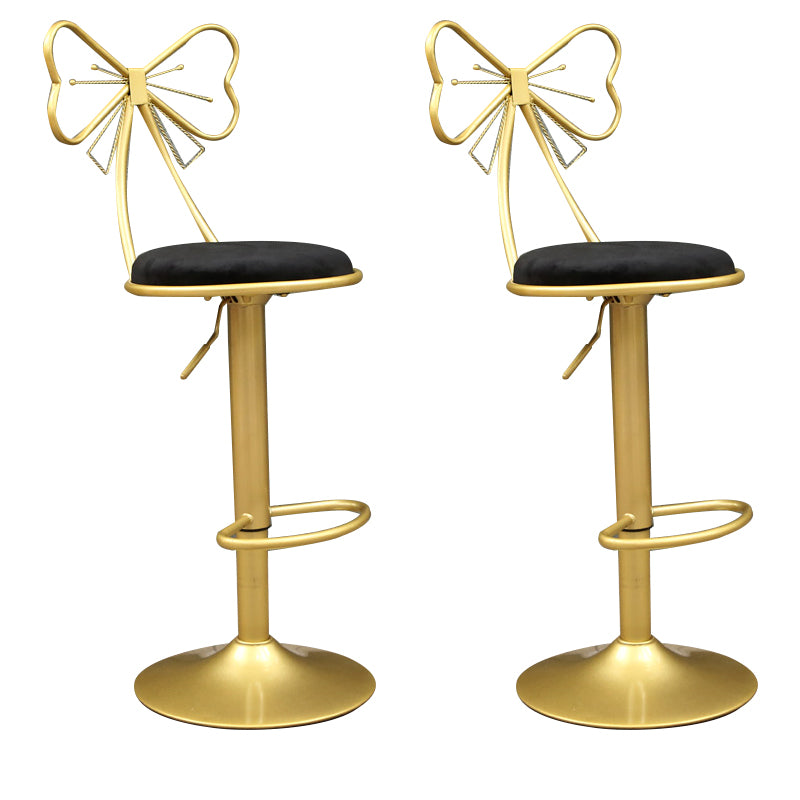 Glam Style Armless Counter Stool Upholstered Adjustable Height Bar Stool