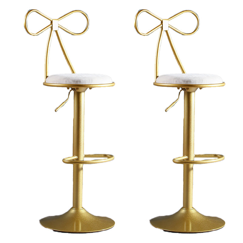 Glam Style Armless Counter Stool Upholstered Adjustable Height Bar Stool