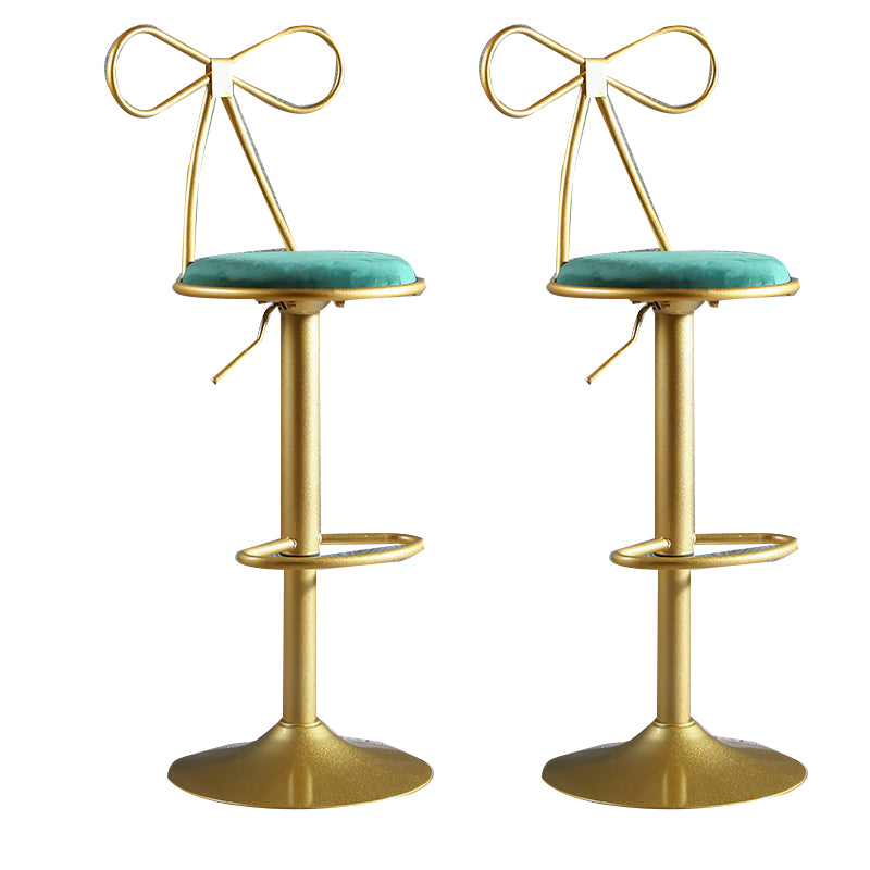 Glam Style Armless Counter Stool Upholstered Adjustable Height Bar Stool