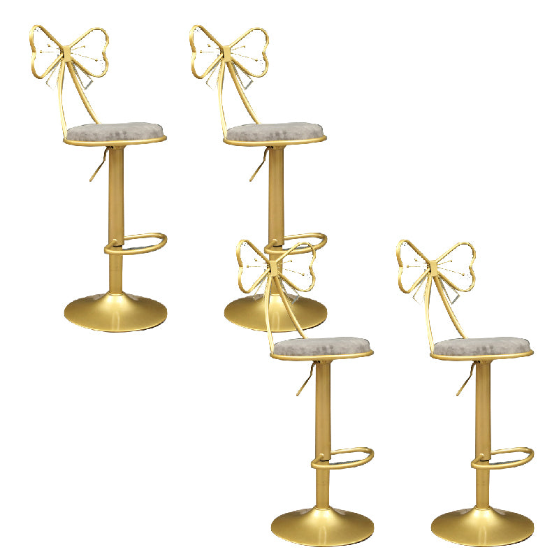 Glam Style Armless Counter Stool Upholstered Adjustable Height Bar Stool