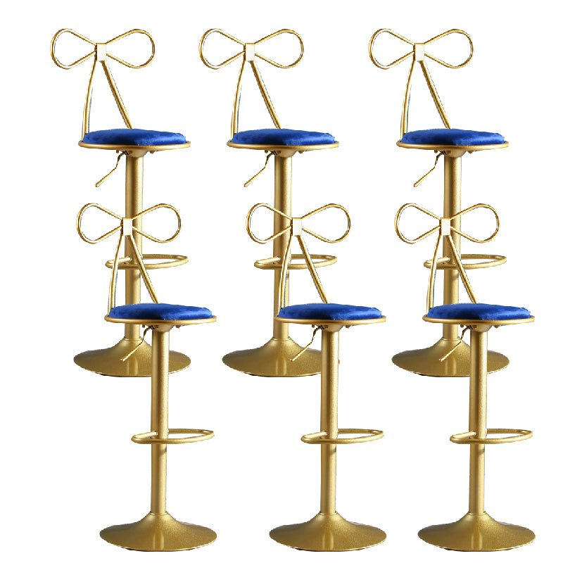 Glam Style Armless Counter Stool Upholstered Adjustable Height Bar Stool