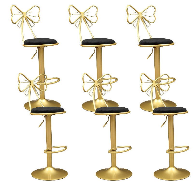 Glam Style Armless Counter Stool Upholstered Adjustable Height Bar Stool