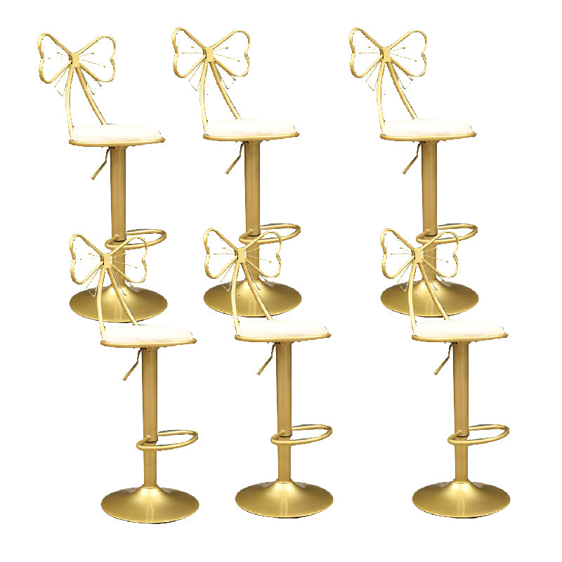 Glam Style Armless Counter Stool Upholstered Adjustable Height Bar Stool