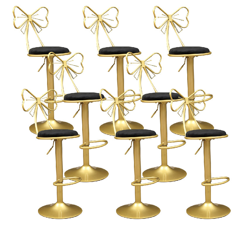 Glam Style Armless Counter Stool Upholstered Adjustable Height Bar Stool