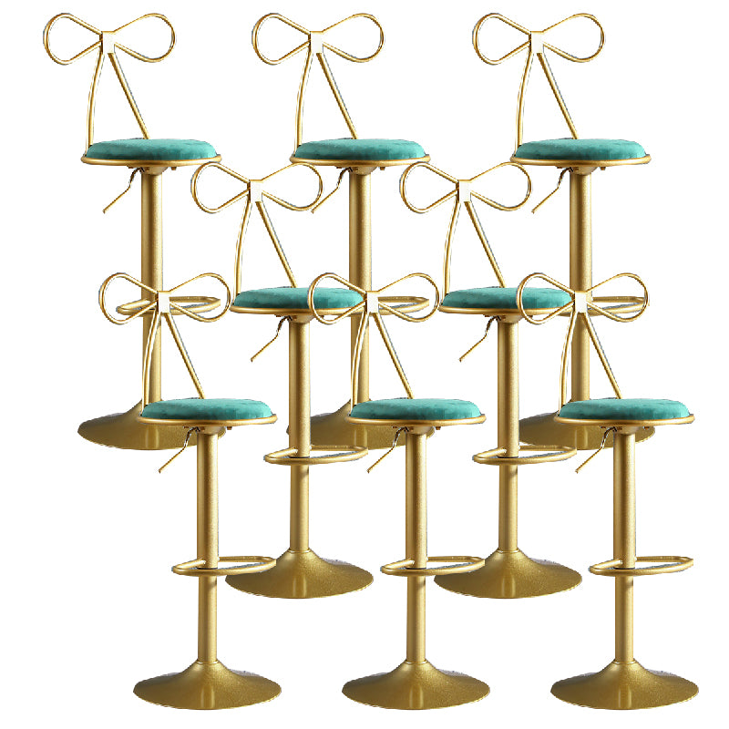 Glam Style Armless Counter Stool Upholstered Adjustable Height Bar Stool