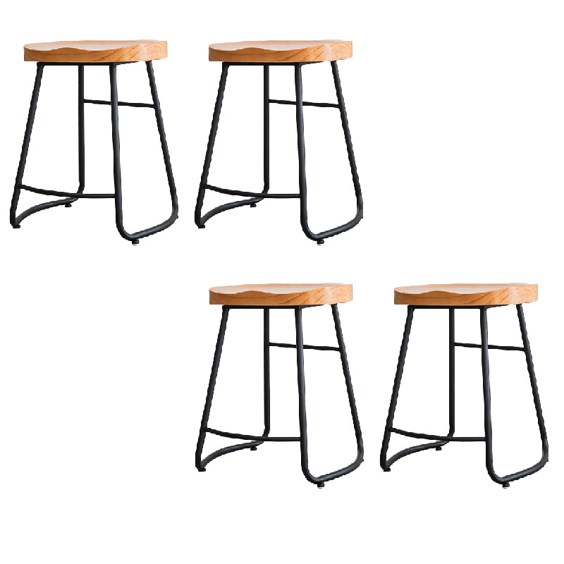 Contemporary Style Solid Wood Counter Stool Saddle Seat Bar Stool with Footrest