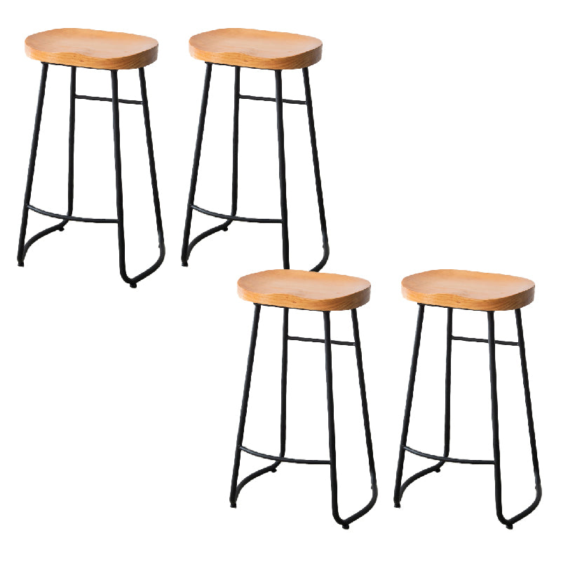 Contemporary Style Solid Wood Counter Stool Saddle Seat Bar Stool with Footrest