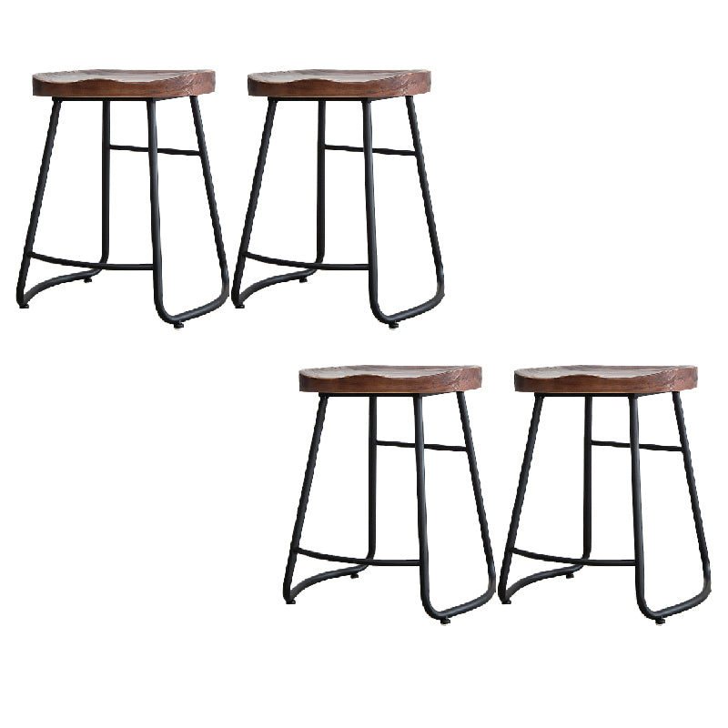 Contemporary Style Solid Wood Counter Stool Saddle Seat Bar Stool with Footrest
