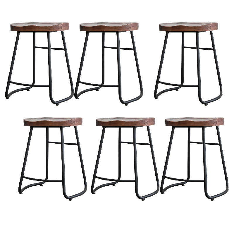 Contemporary Style Solid Wood Counter Stool Saddle Seat Bar Stool with Footrest