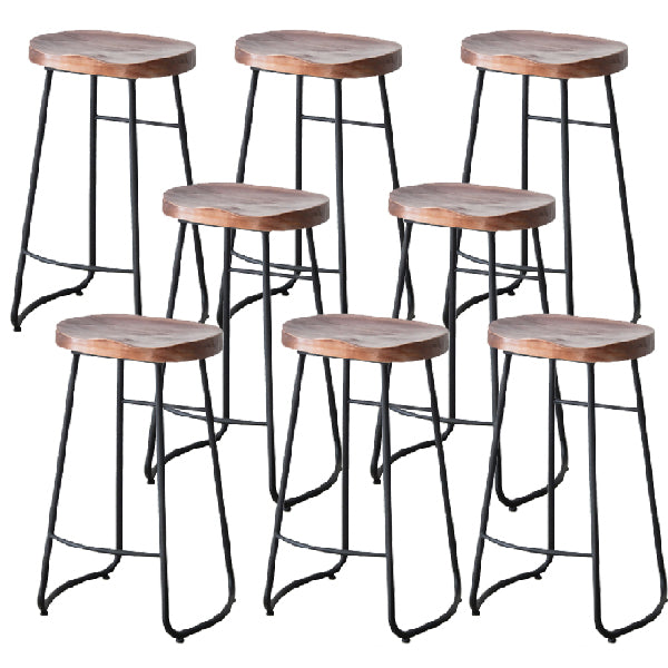 Contemporary Style Solid Wood Counter Stool Saddle Seat Bar Stool with Footrest