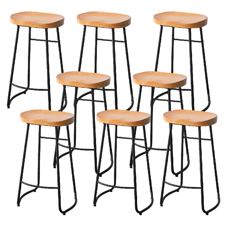 Contemporary Style Solid Wood Counter Stool Saddle Seat Bar Stool with Footrest