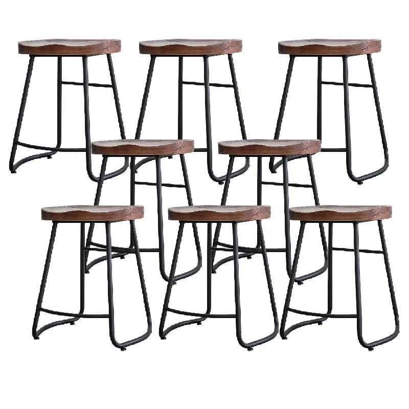 Contemporary Style Solid Wood Counter Stool Saddle Seat Bar Stool with Footrest