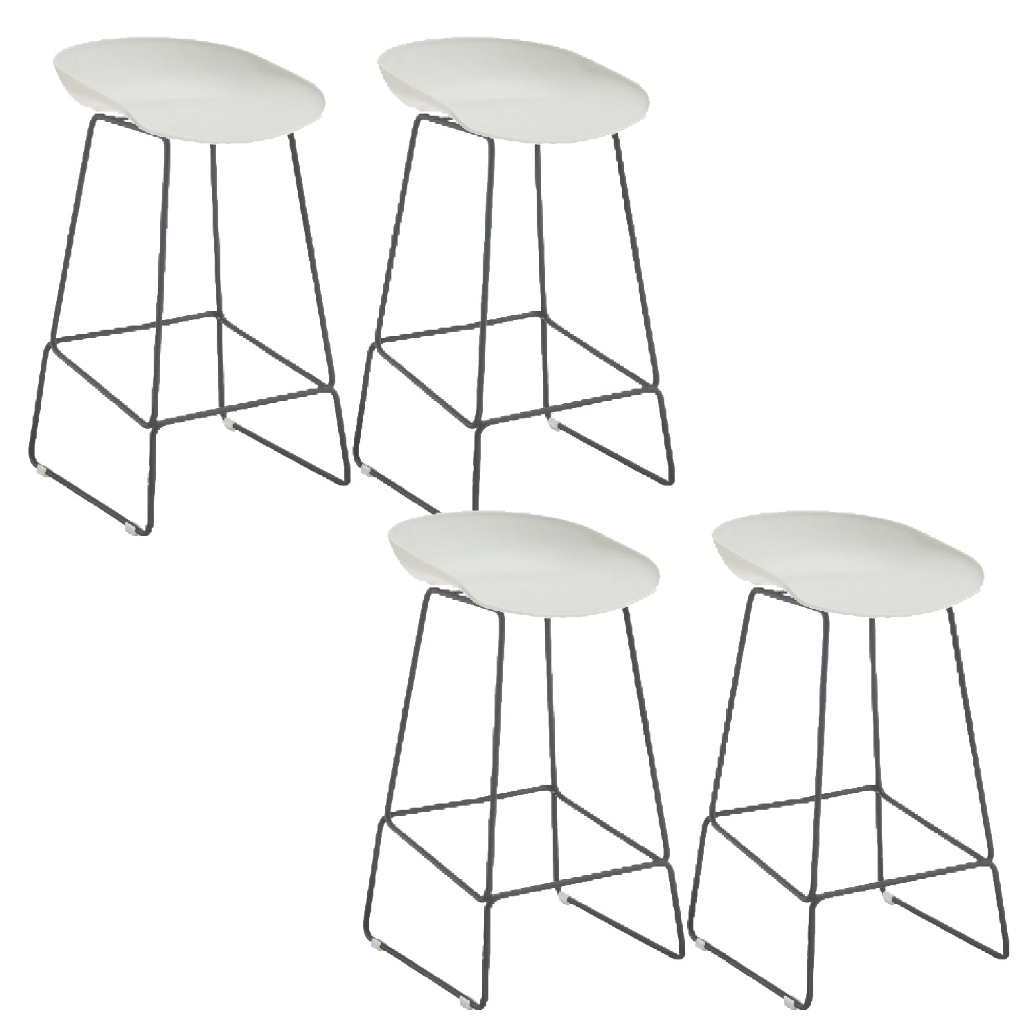 Nordic Armless Counter Stool with 4 Legs Metal Bar Stool for Indoor