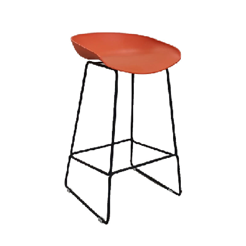 Nordic Armless Counter Stool with 4 Legs Metal Bar Stool for Indoor