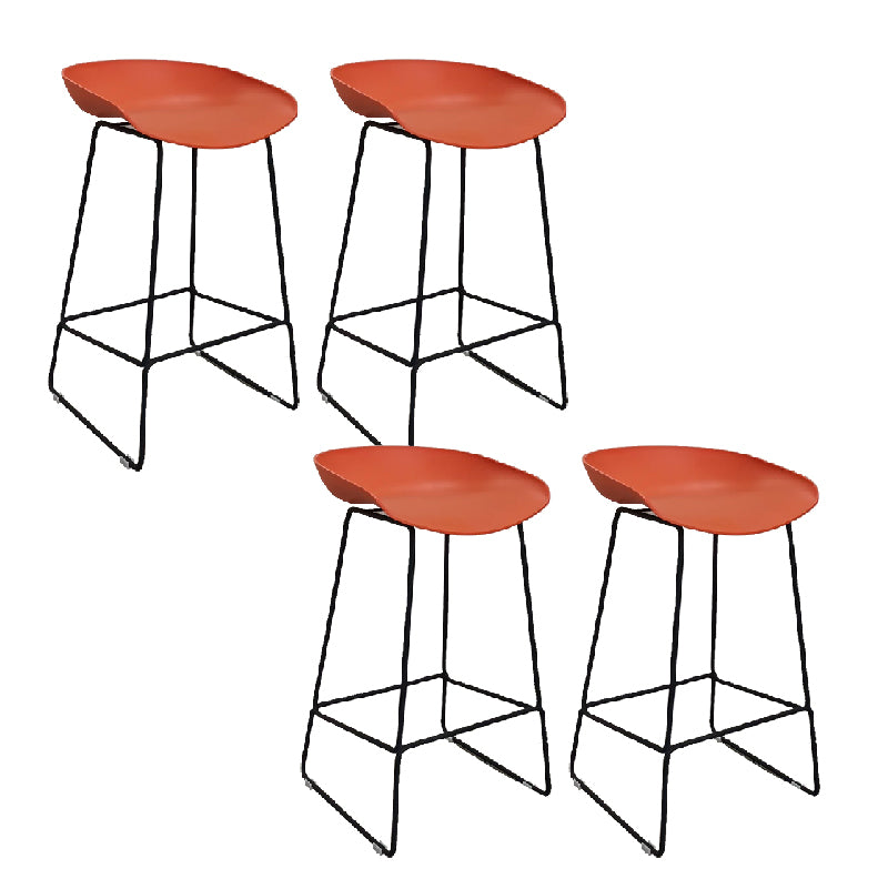 Nordic Armless Counter Stool with 4 Legs Metal Bar Stool for Indoor