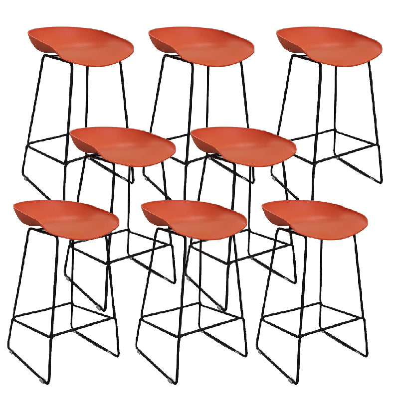 Nordic Armless Counter Stool with 4 Legs Metal Bar Stool for Indoor