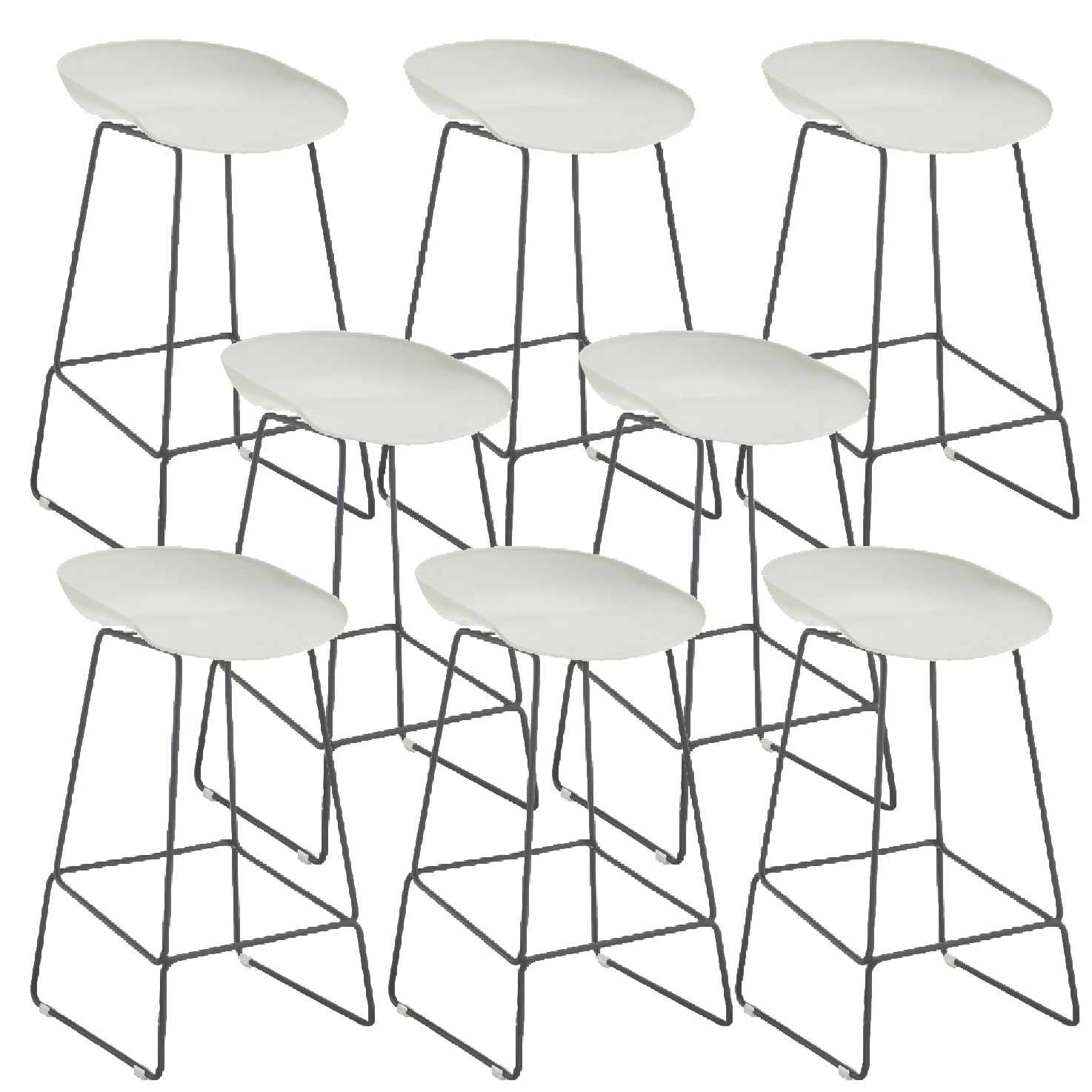 Nordic Armless Counter Stool with 4 Legs Metal Bar Stool for Indoor