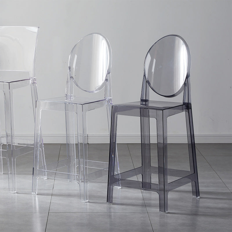 Industrial Backrest Armless Counter High Stool Plastic Bar Stool with 4 Legs