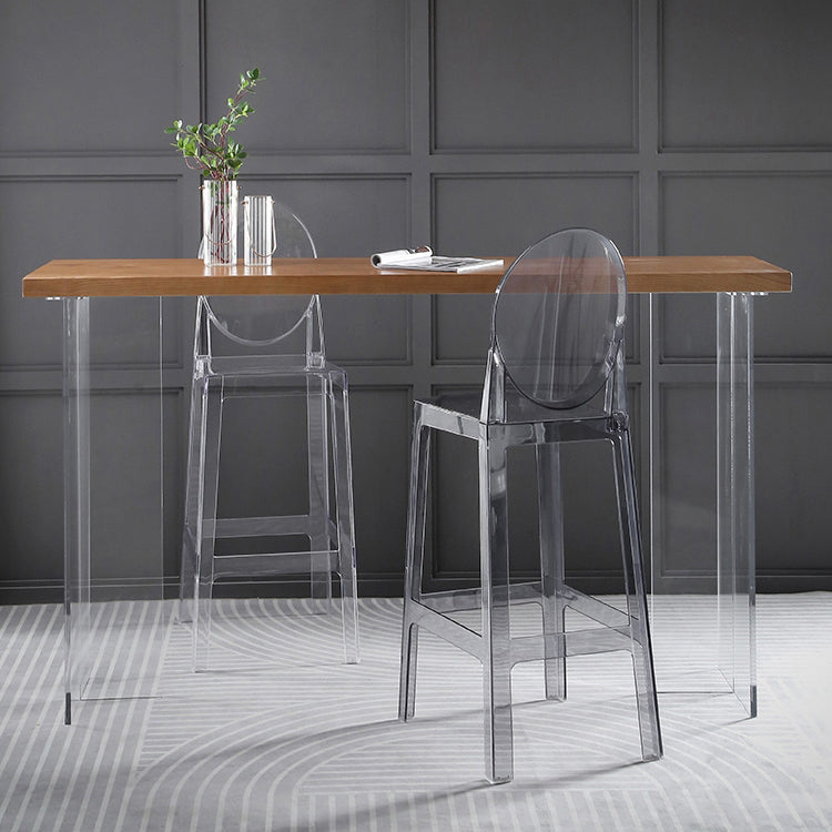 Industrial Backrest Armless Counter Chair Plastic Bar Stool with 4 Legs