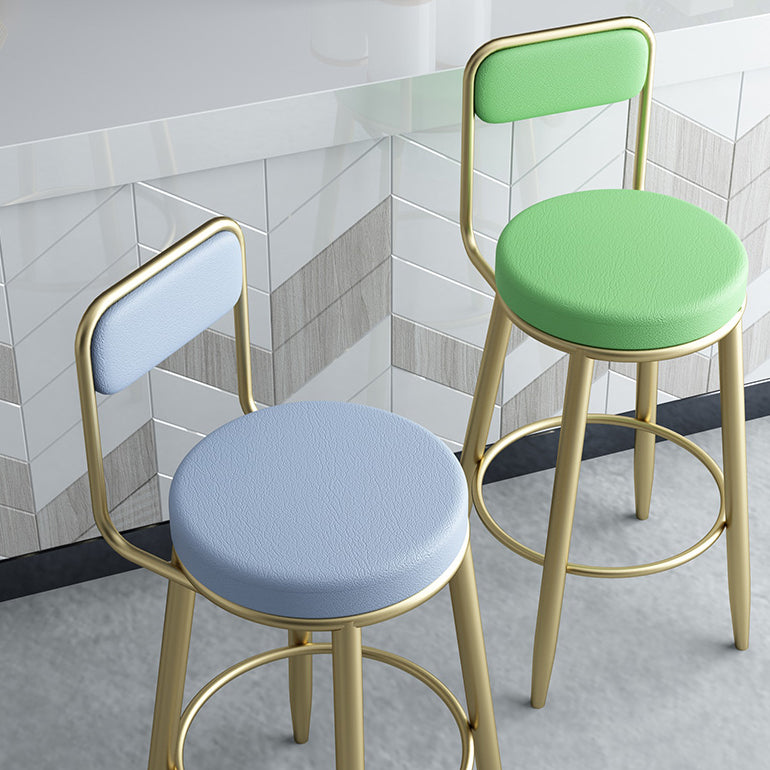 Contemporary Iron Counter Height Stools Low Back Bar Stool for Living Room