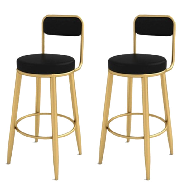 Contemporary Iron Counter Height Stools Low Back Bar Stool for Living Room