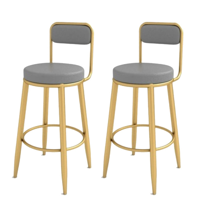 Contemporary Iron Counter Height Stools Low Back Bar Stool for Living Room