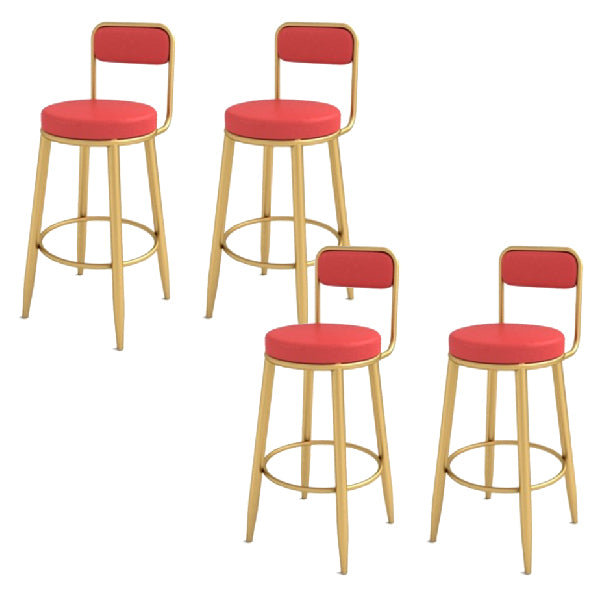 Contemporary Iron Counter Height Stools Low Back Bar Stool for Living Room