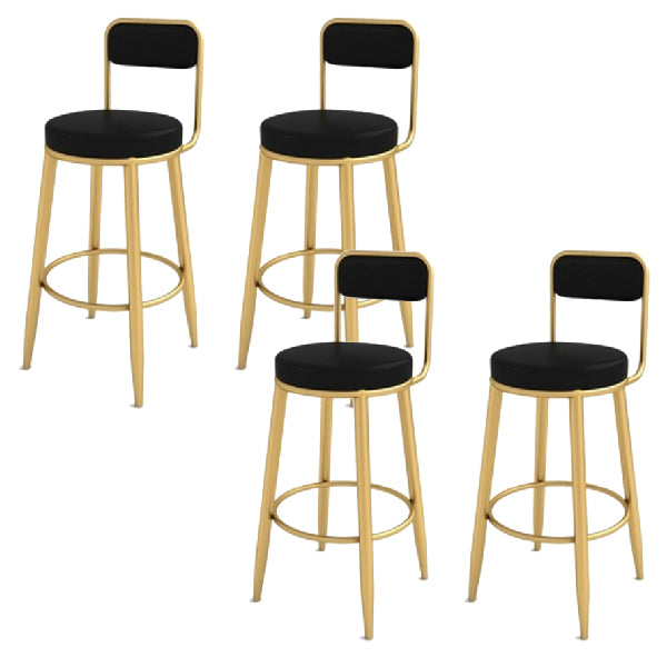 Contemporary Iron Counter Height Stools Low Back Bar Stool for Living Room