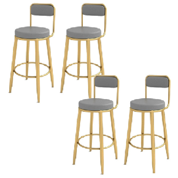 Contemporary Iron Counter Height Stools Low Back Bar Stool for Living Room