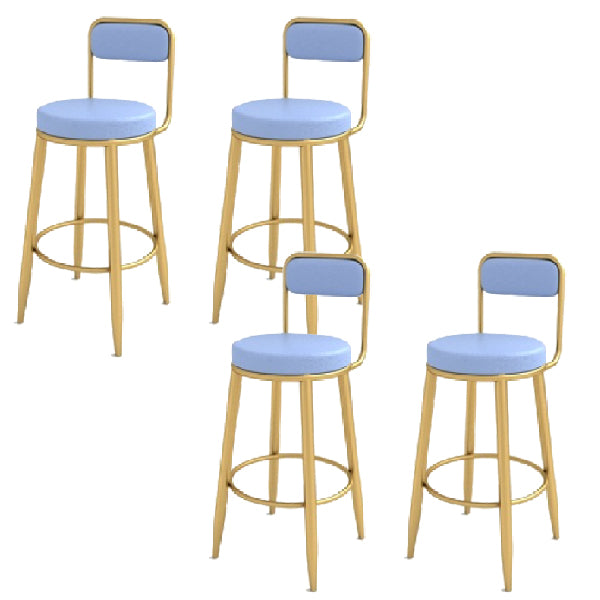Contemporary Iron Counter Height Stools Low Back Bar Stool for Living Room