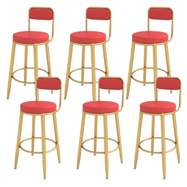 Contemporary Iron Counter Height Stools Low Back Bar Stool for Living Room
