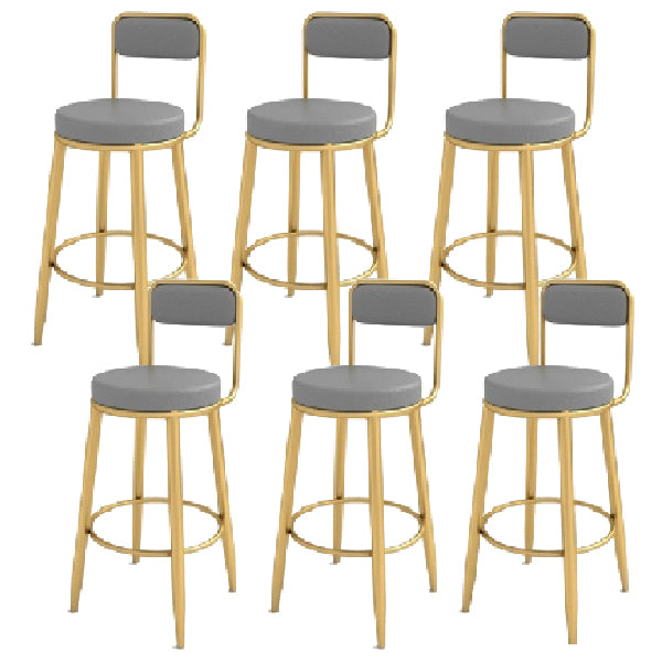 Contemporary Iron Counter Height Stools Low Back Bar Stool for Living Room