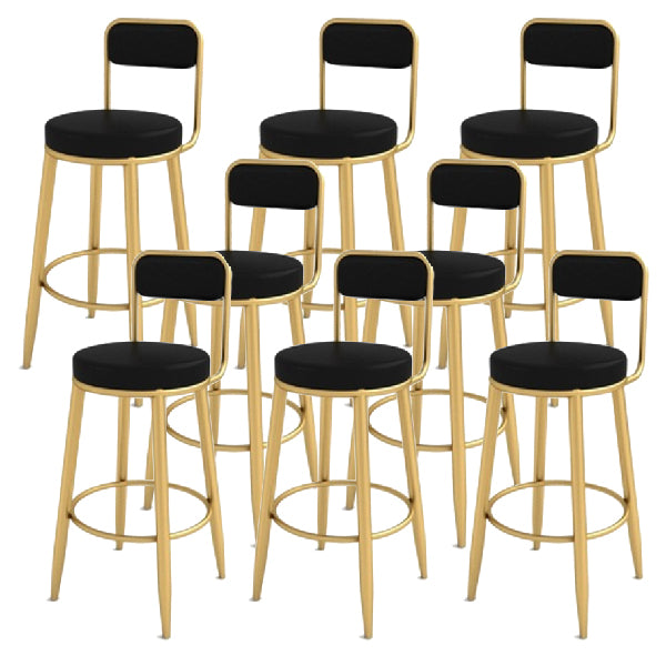 Contemporary Iron Counter Height Stools Low Back Bar Stool for Living Room